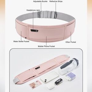 Pink Running Waist Belt with Pockets